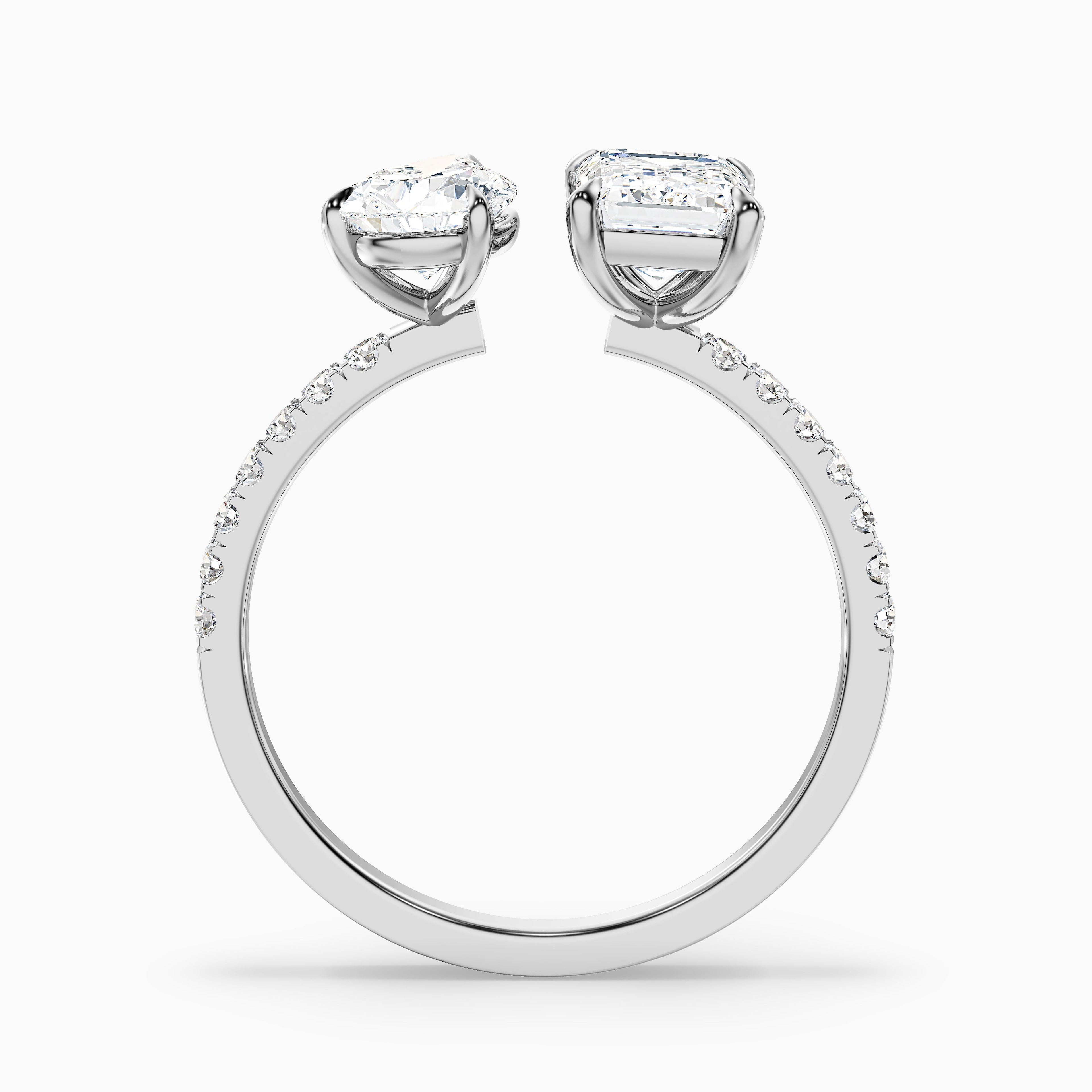 Rosie Toi Et Moi Engagement Ring in 18k Yellow Gold With Pear and Emerald Two Stone Lab Grown Diamond (2 Ct. Tw.)