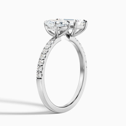 Katie Toi Et Moi Ring in 18k Yellow Gold With Pear and Emerald Two Stone Moissanite Diamond (2.5 Ct. Tw.)