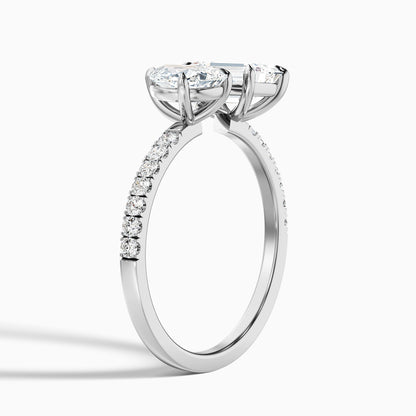 Rosie Toi Et Moi Engagement Ring in 925 Sterling Silver With Pear and Emerald Two Stone Lab Grown Diamond (3 Ct. Tw.)