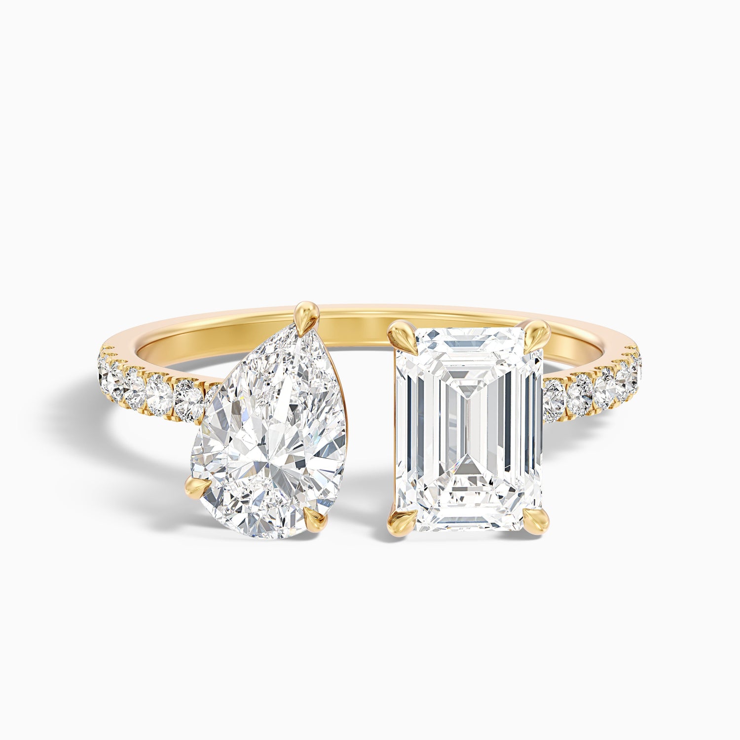 Rosie Toi Et Moi Engagement Ring in 14k Yellow Gold With Pear and Emerald Two Stone Lab Grown Diamond (5 Ct. Tw.)