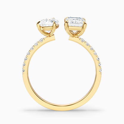 Katie Toi Et Moi Ring in 10k Rose Gold With Pear and Emerald Two Stone Moissanite Diamond (1.5 Ct. Tw.)  DestGlow