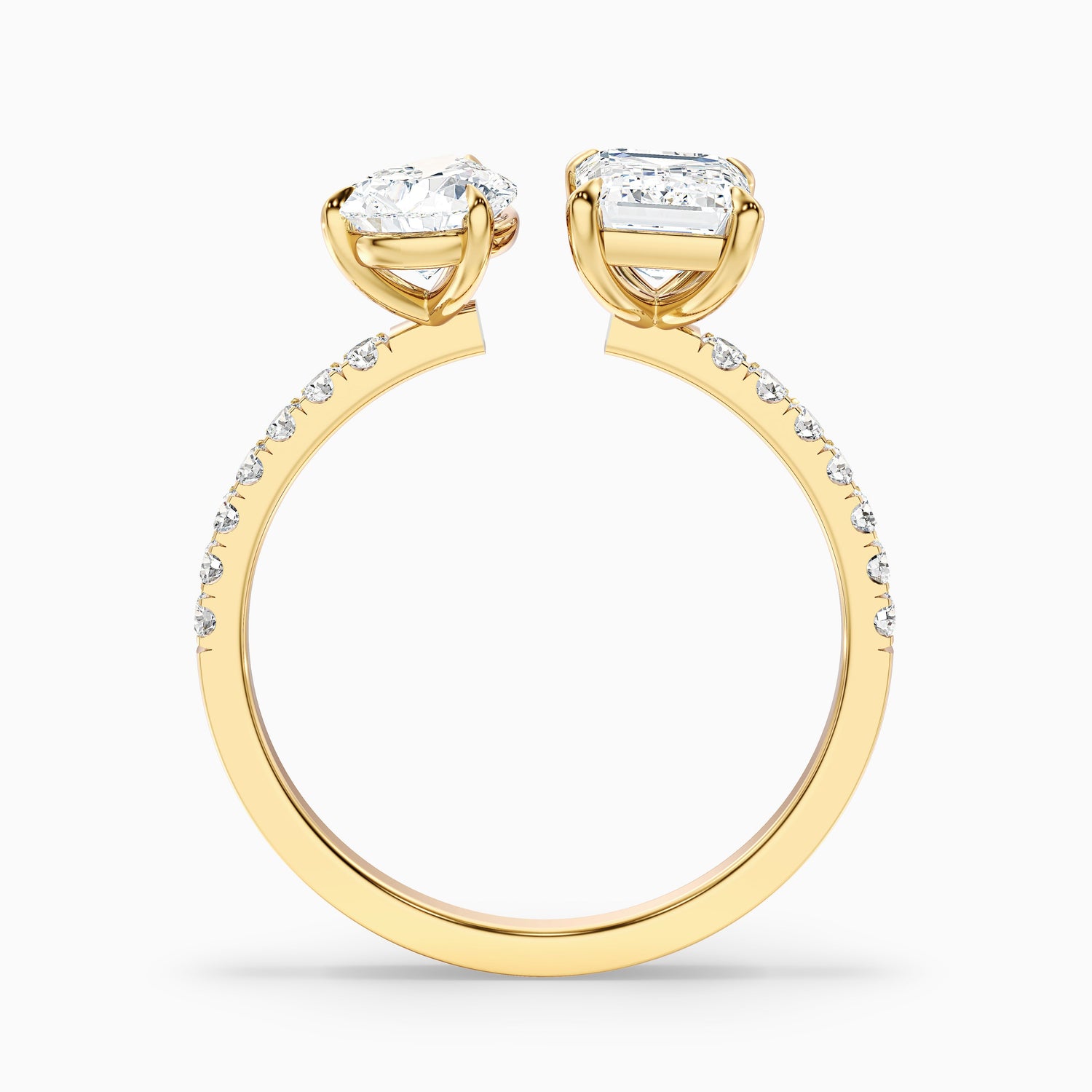 Rosie Toi Et Moi Engagement Ring in 14k Yellow Gold With Pear and Emerald Two Stone Lab Grown Diamond (5 Ct. Tw.)