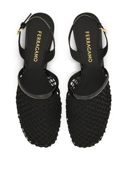 Ferragamo Women Kay 40 Mesh And Leather Slingback by Luosophy