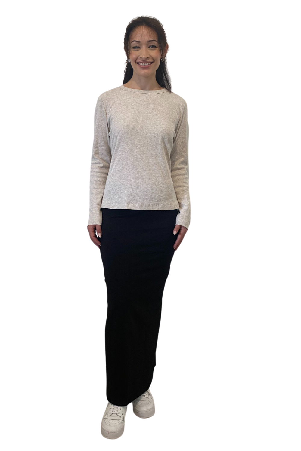 Long Sleeve Ribbed Shell Top in Cotton Spandex by Kosher Casual USA
