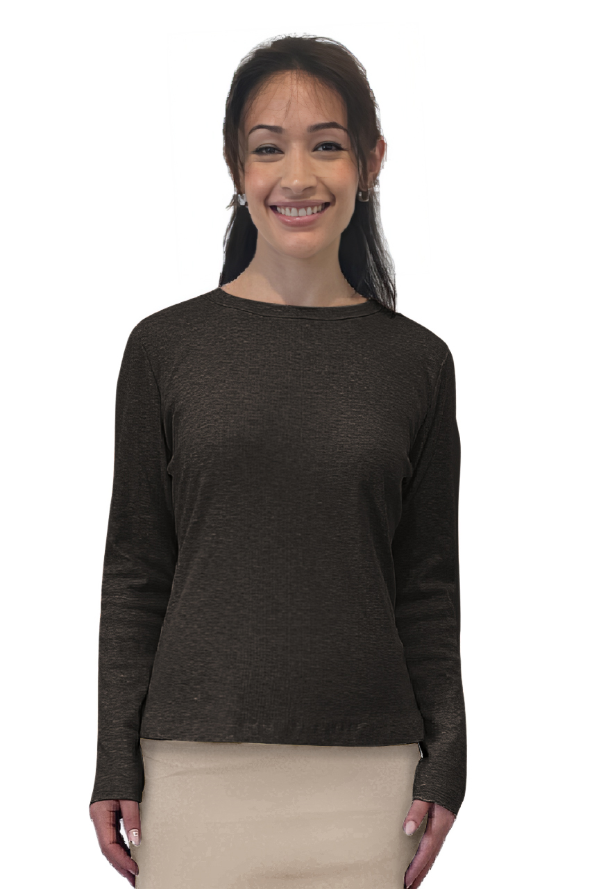 Long Sleeve Ribbed Shell Top in Cotton Spandex by Kosher Casual USA