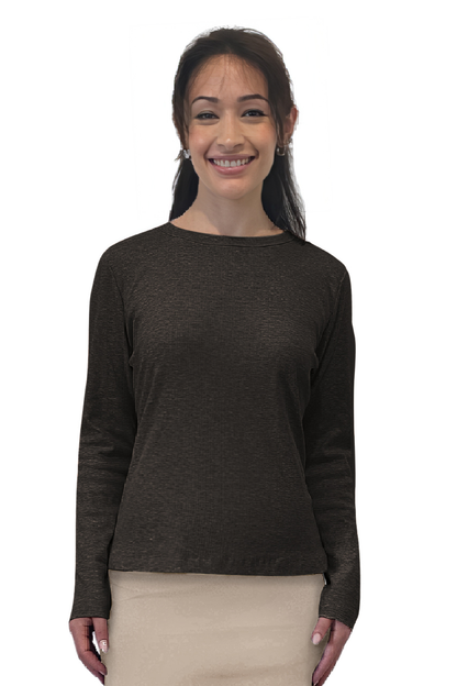 Long Sleeve Ribbed Shell Top in Cotton Spandex by Kosher Casual USA