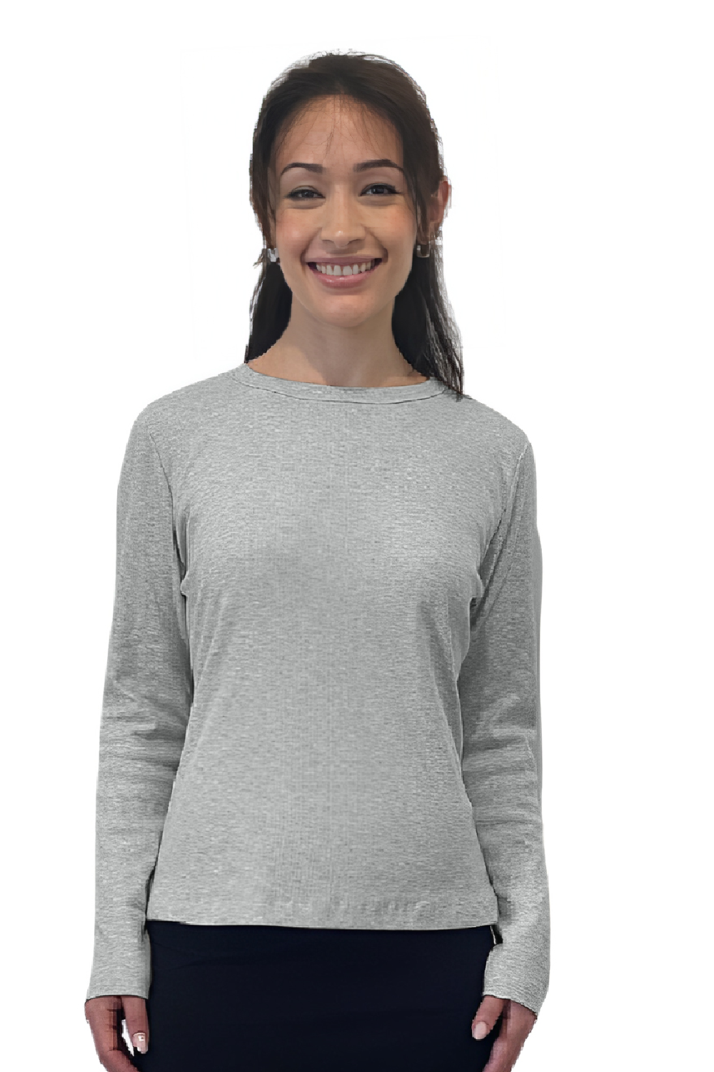 Long Sleeve Ribbed Shell Top in Cotton Spandex by Kosher Casual USA