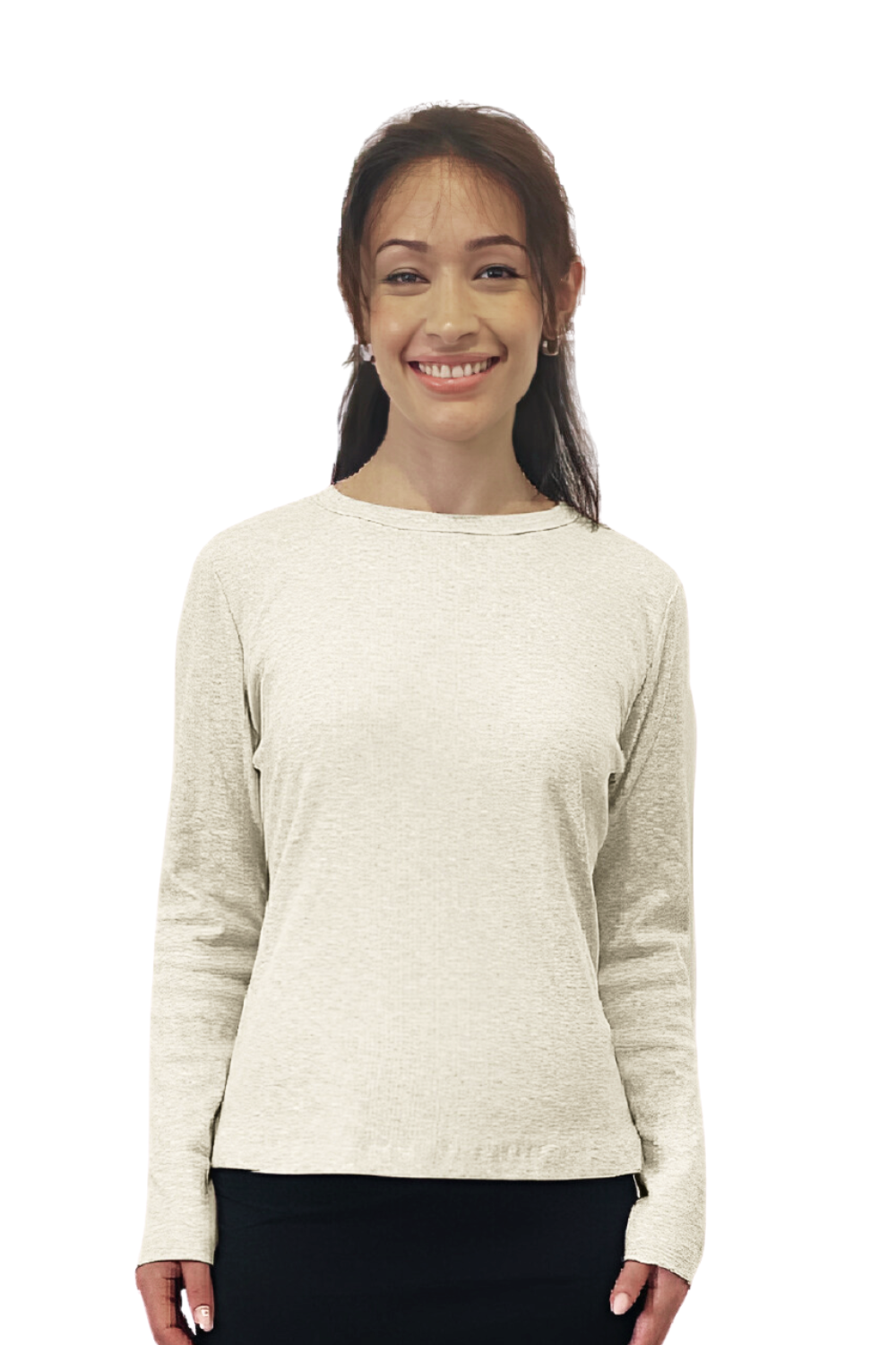 Long Sleeve Ribbed Shell Top in Cotton Spandex by Kosher Casual USA