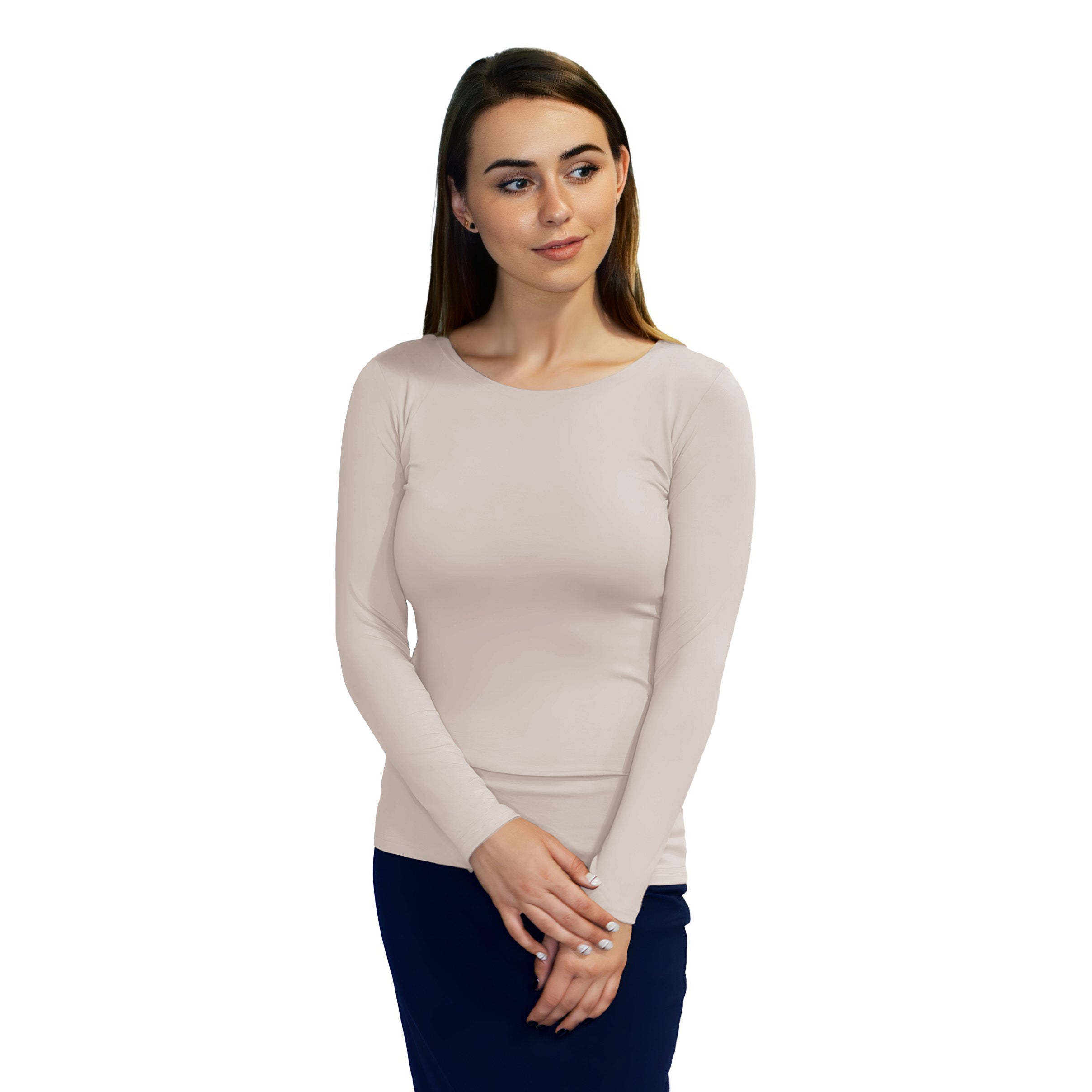 Essential Round-Neck Layering Top - Long Sleeve by Kosher Casual USA