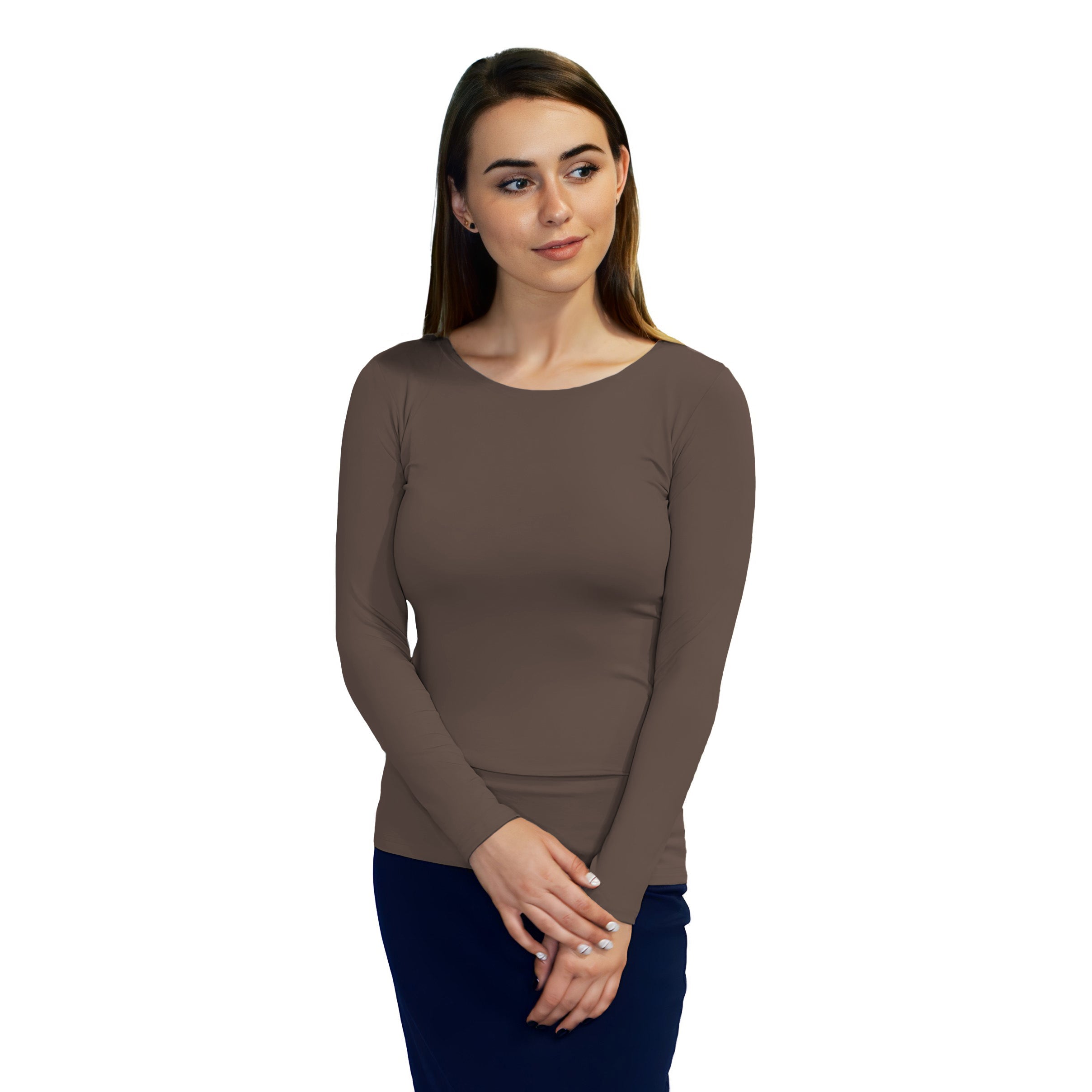 Essential Round-Neck Layering Top - Long Sleeve by Kosher Casual USA