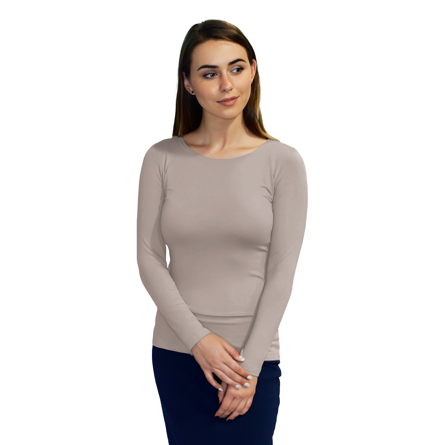 Essential Round-Neck Layering Top - Long Sleeve by Kosher Casual USA