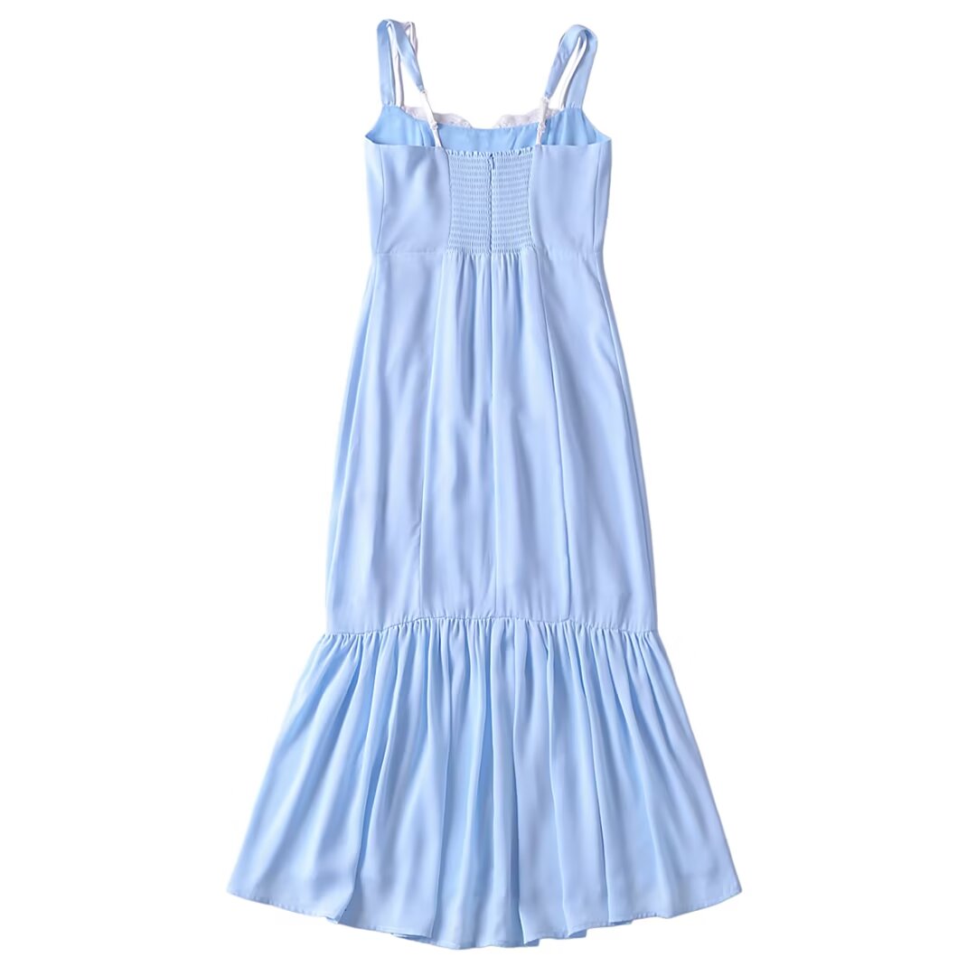 Women French Retro V Neck Slim Fit Printed Fishtail Dress Seaside Vacation  DestGlow
