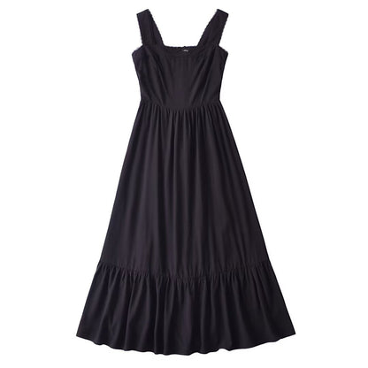 French Retro Lace Bowknot Decoration Square Collar Vest Dress Cami Dress Summer Slim Fit A Line Dress Women by Ragazza