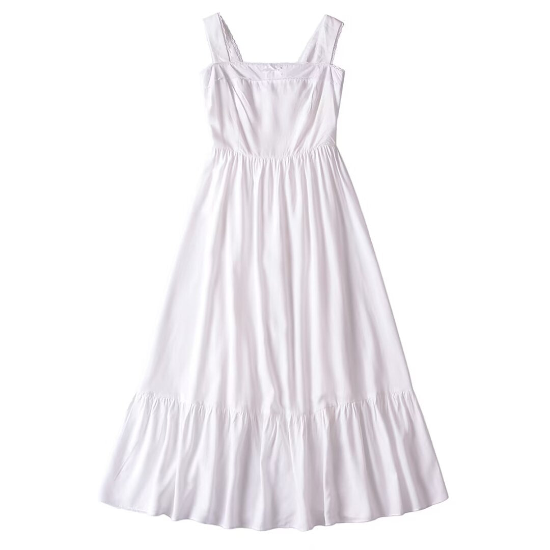 French Retro Lace Bowknot Decoration Square Collar Vest Dress Cami Dress Summer Slim Fit A Line Dress Women by Ragazza