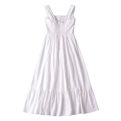 French Retro Lace Bowknot Decoration Square Collar Vest Dress Cami Dress Summer Slim Fit A Line Dress Women by Ragazza