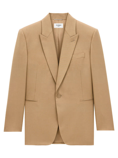 Saint Laurent Men Wool Gabardine Single-Breasted Jacket by Luosophy
