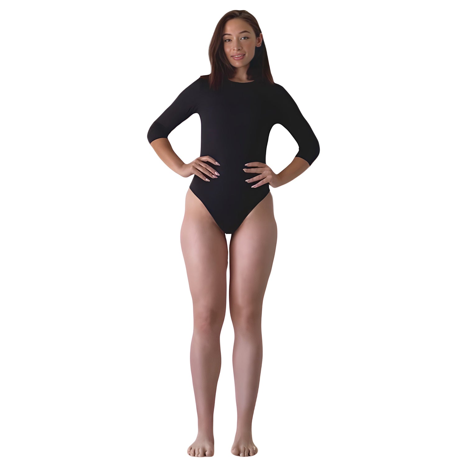 Modest 3/4 Sleeve High Neckline Bodysuit Shell - Snap Closure Layering Top by Kosher Casual USA