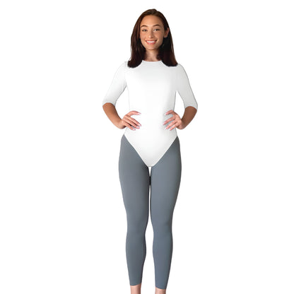 Modest 3/4 Sleeve High Neckline Bodysuit Shell - Snap Closure Layering Top by Kosher Casual USA