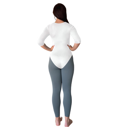 Modest 3/4 Sleeve High Neckline Bodysuit Shell - Snap Closure Layering Top by Kosher Casual USA