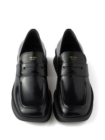 Prada Women Equal Brushed Leather Loafers by Luosophy