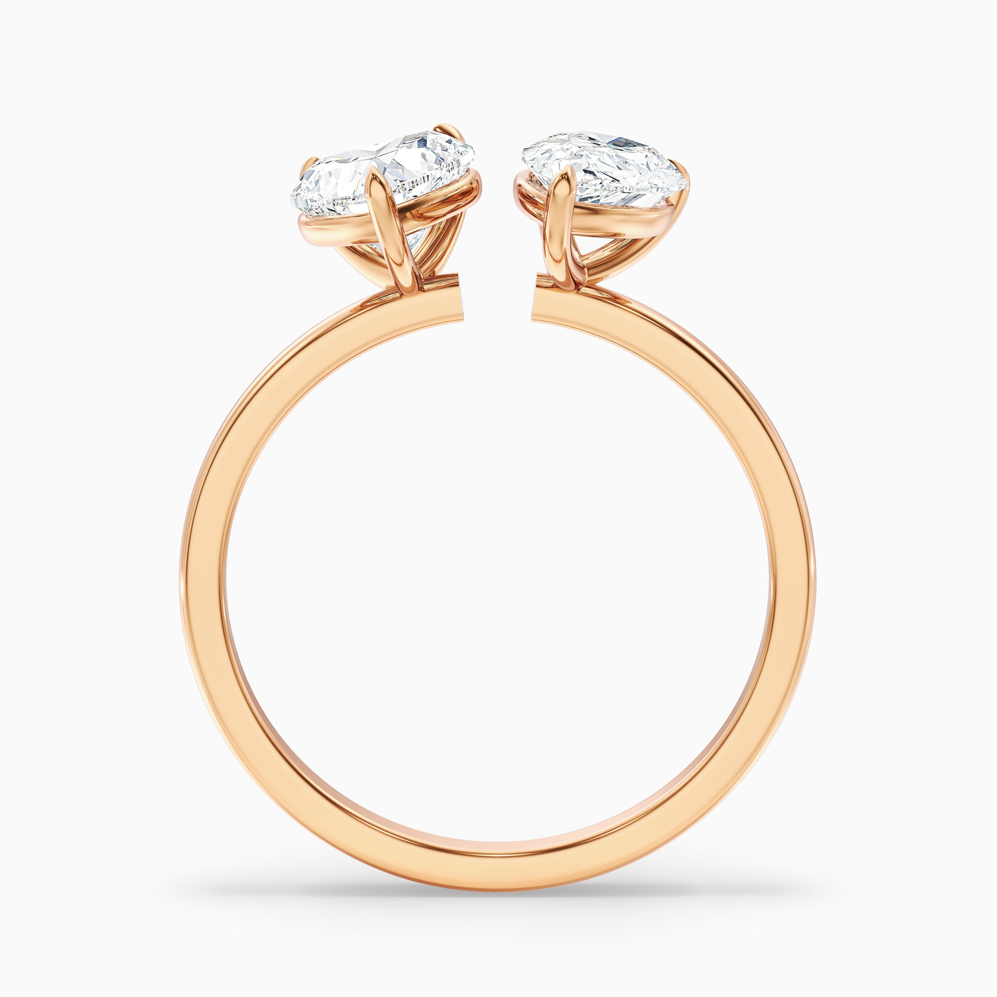 Kira Toi Et Moi Engagement Ring in 925 Sterling Silver With Heart and Pear Two Stone Moissanite Diamond (3.5 Ct. Tw.)