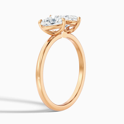 Kira Toi Et Moi Engagement Ring in 10k Yellow Gold With Heart and Pear Two Stone Moissanite Diamond (3.5 Ct. Tw.)