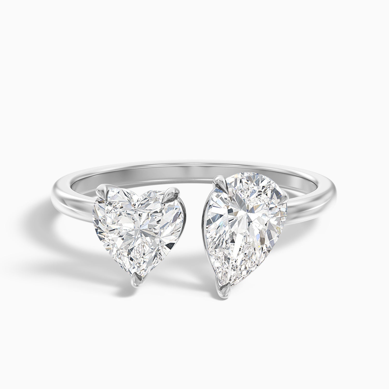 Kira Toi Et Moi Engagement Ring in 925 Sterling Silver With Heart and Pear Two Stone Moissanite Diamond (3.5 Ct. Tw.)
