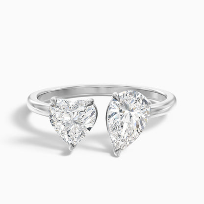 Kira Toi Et Moi Engagement Ring in 925 Sterling Silver With Heart and Pear Two Stone Moissanite Diamond (3.5 Ct. Tw.)