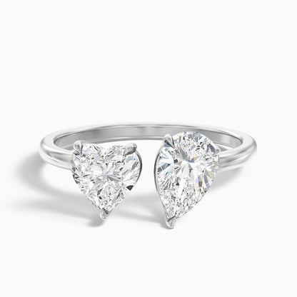 Kira Toi Et Moi Engagement Ring in 14k White Gold With Heart and Pear Two Stone Moissanite Diamond (5 Ct. Tw.)  DestGlow