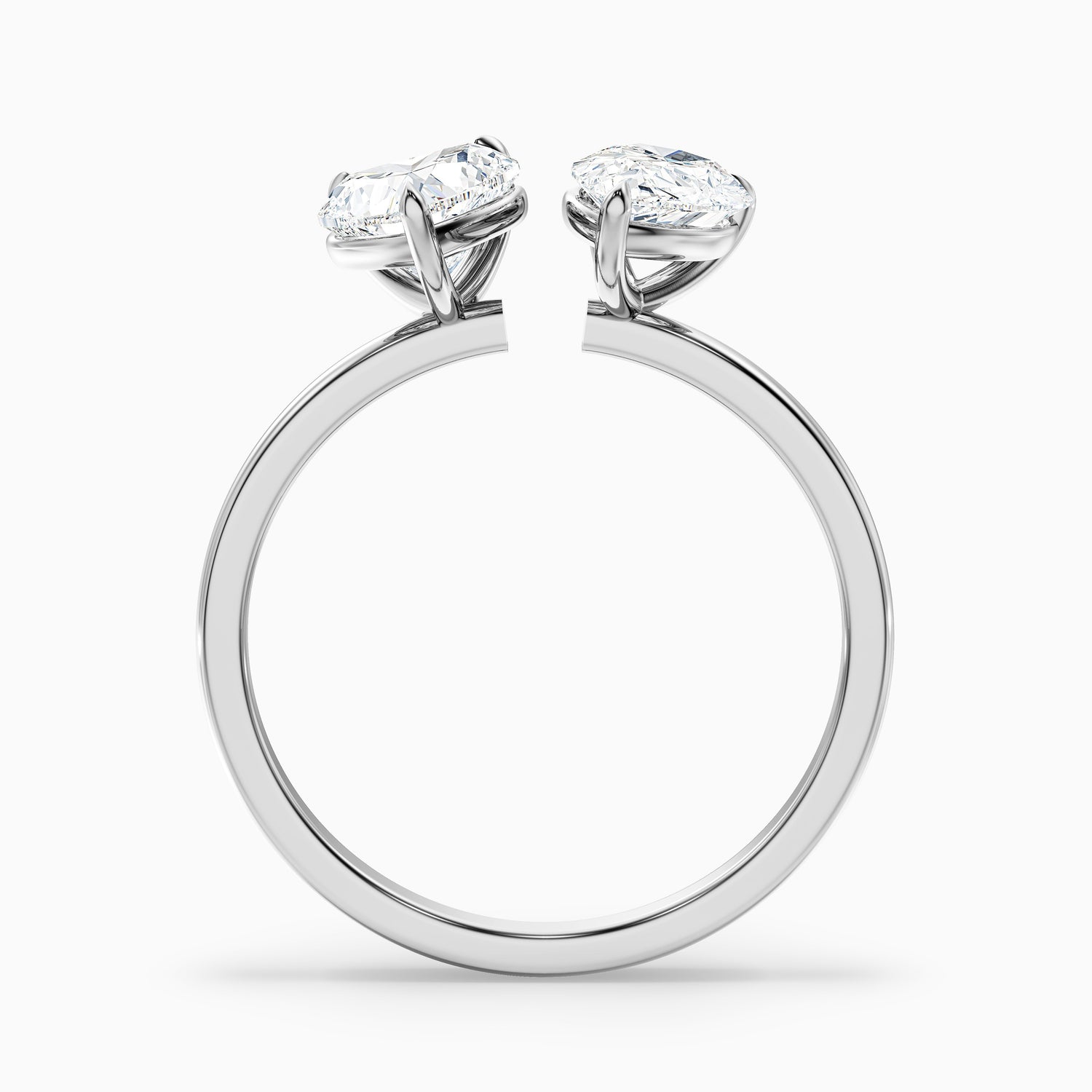 Kira Toi Et Moi Engagement Ring in 18k White Gold With Heart and Pear Two Stone Moissanite Diamond (2 Ct. Tw.)  DestGlow