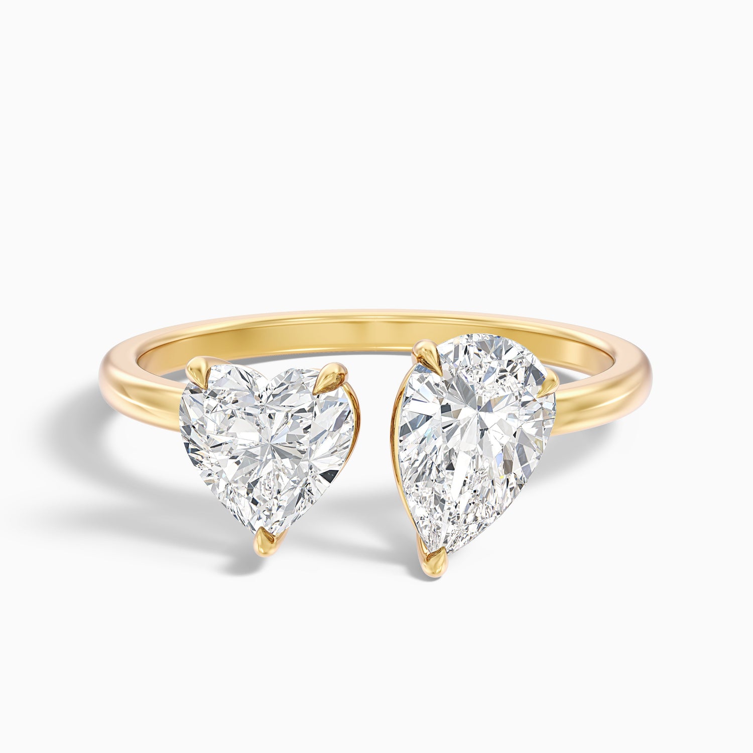 Kira Toi Et Moi Engagement Ring in 18k Rose Gold With Heart and Pear Two Stone Moissanite Diamond (2 Ct. Tw.)
