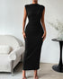 Women Clothing Shein Sleeveless Back Slit Pleated Tight Dress by Ragazza
