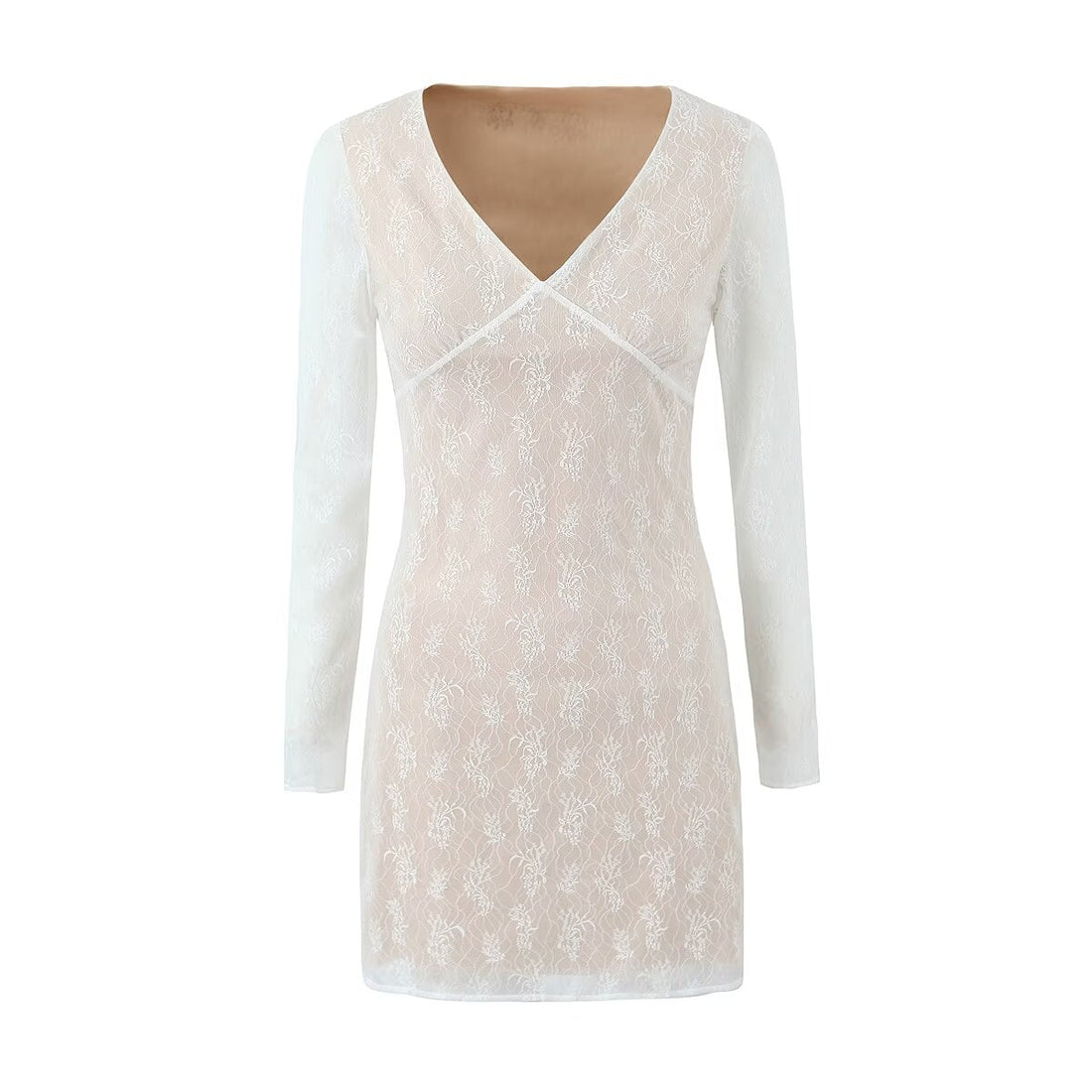 Sexy V neck Long Sleeve Lace Dress Spring Slim Fit Slimming Sheath Sexy by Ragazza