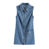 Women Summer Lapels Sleeveless Slim Fit Denim Dress Sexy Short Dress by Ragazza