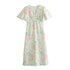 Spring Women Clothing V Neck Short Sleeve High Waist Print Dress Women by Ragazza