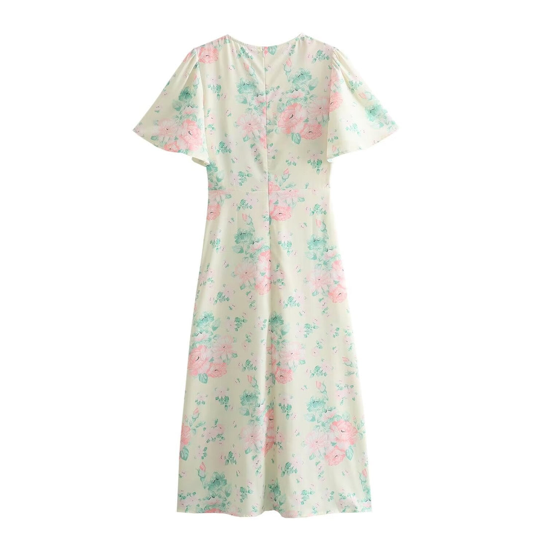 Spring Women Clothing V Neck Short Sleeve High Waist Print Dress Women by Ragazza