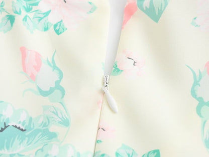 Spring Women Clothing V Neck Short Sleeve High Waist Print Dress Women by Ragazza