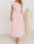 Women Maxi Dress Oblique Shoulder Wooden Ear Belt Dress Bridesmaid Toast Dress by Ragazza