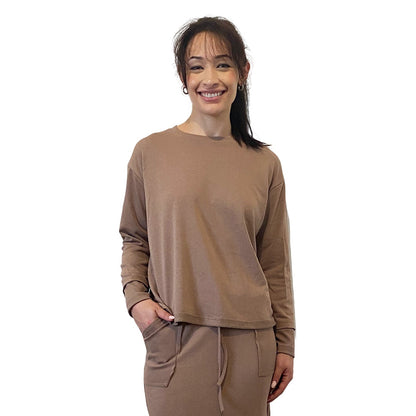 French Terry Cotton Blend Crew Neck Sweatshirt with Long Sleeves by Kosher Casual USA