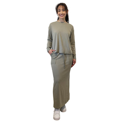 French Terry Cotton Blend Crew Neck Sweatshirt with Long Sleeves by Kosher Casual USA