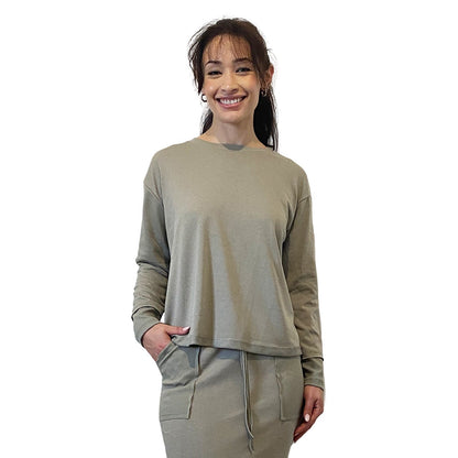 French Terry Cotton Blend Crew Neck Sweatshirt with Long Sleeves by Kosher Casual USA