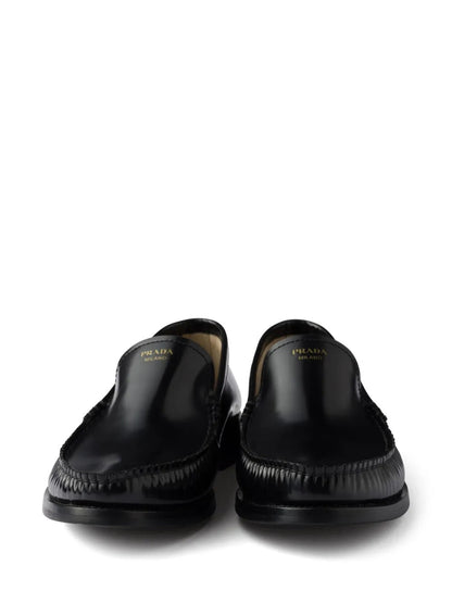 Prada women brushed fumé leather loafers - DestGlow