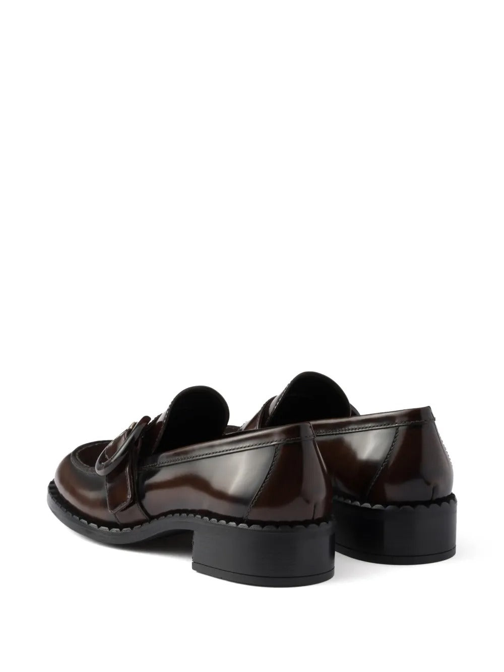 Prada Women Brushed Fumé Leather Loafers by Luosophy
