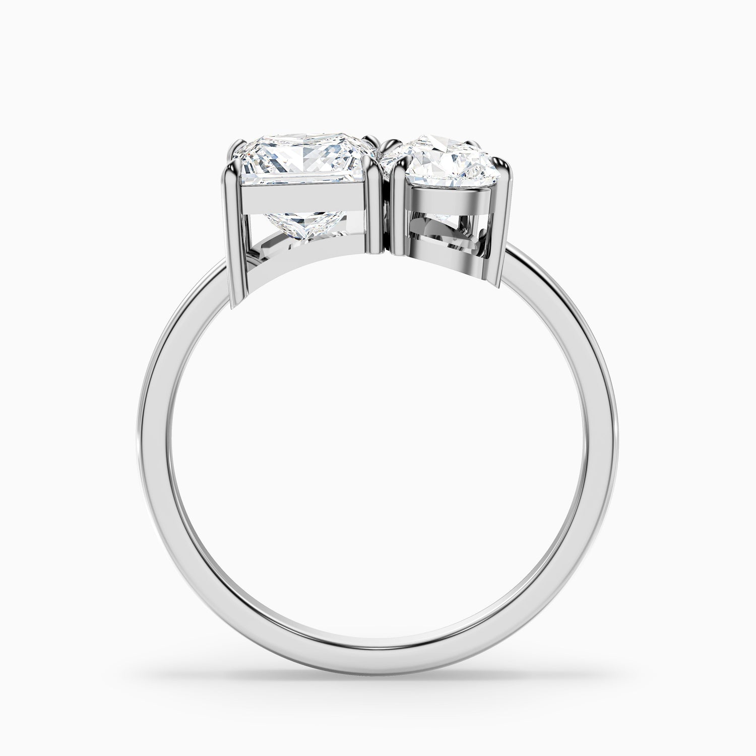 Rosie Toi Et Moi Moissanite Ring in 10k Rose Gold With Princess and Pear Two Stone Diamond (1 Ct. Tw.)