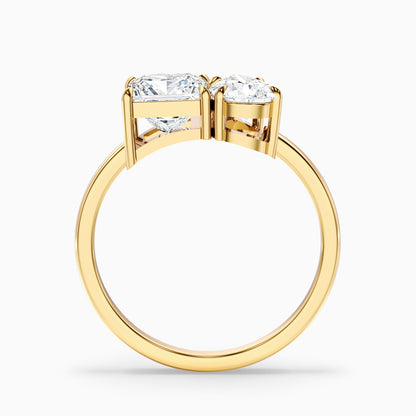 Rosie Toi Et Moi Moissanite Ring in 10k Rose Gold With Princess and Pear Two Stone Diamond (4 Ct. Tw.)
