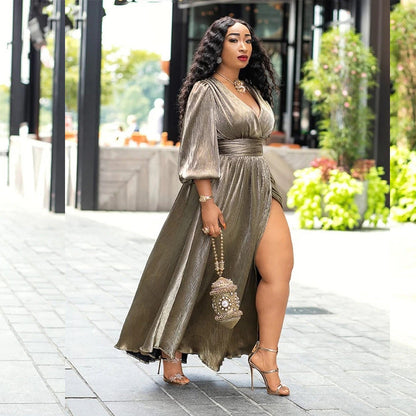 Dress Long Sleeve Slightly Summer plus Size Women Clothes Loose Dress Maternity Dress Maxi Dress Maternity Dress High Split by Ragazza
