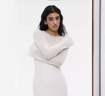 Knitted Hollow Out Cutout Out Dress Vest Dress Set Women Soft Knitted Blouse Vacation by Ragazza