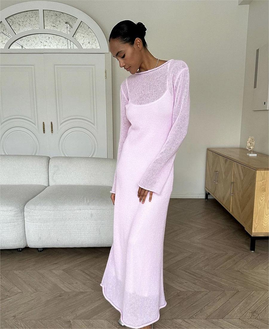 Knitted Hollow Out Cutout Out Dress Vest Dress Set Women Soft Knitted Blouse Vacation by Ragazza