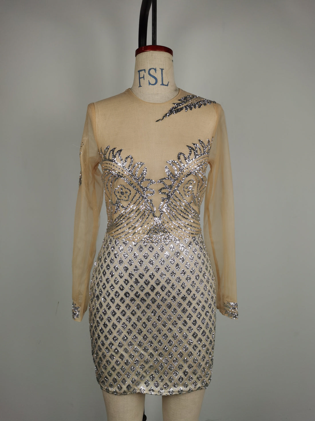 Spring Summer Women Clothing Sexy Gold Sprinkle Bead Film Cocktail Dress Hip Dress by Ragazza