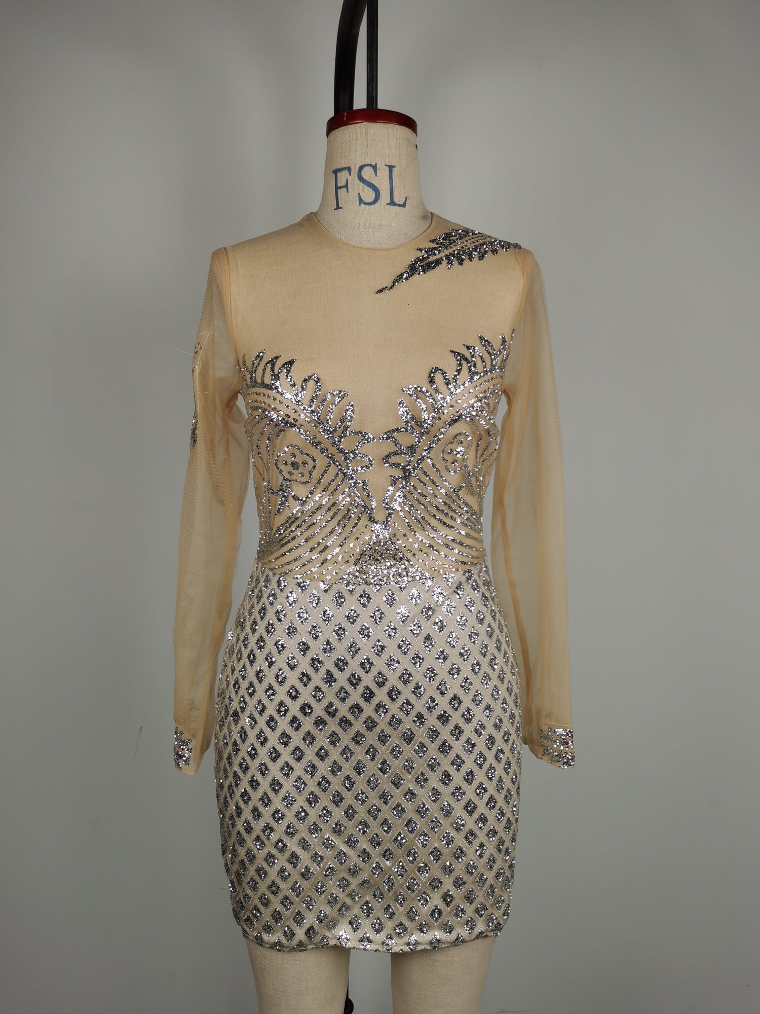 Spring Summer Women Clothing Sexy Gold Sprinkle Bead Film Cocktail Dress Hip Dress by Ragazza